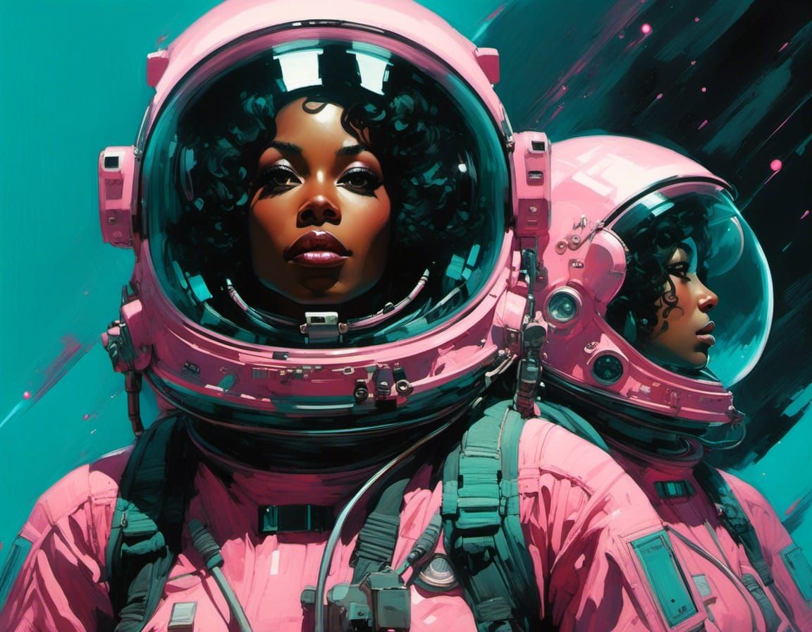 Astronauts in Pink and Teal 1 - AI Generated Artwork - NightCafe Creator