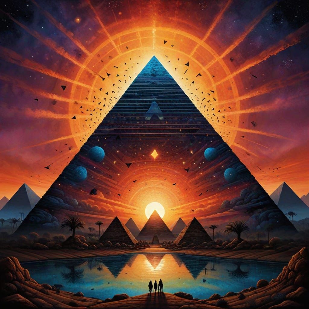  pyramids at sunset  by @Sasha