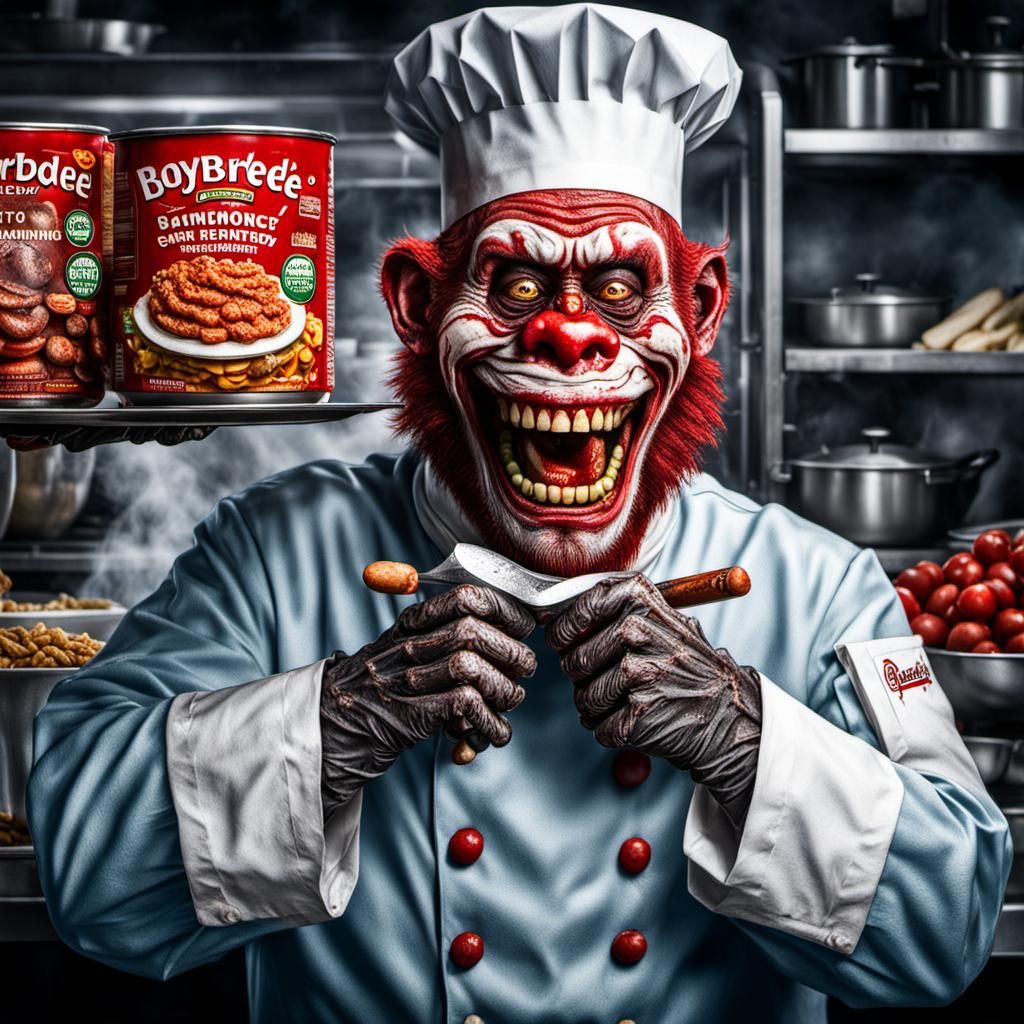 Zombie Monkey Monster Clown Chef Boyardee Grinning Maniacall...