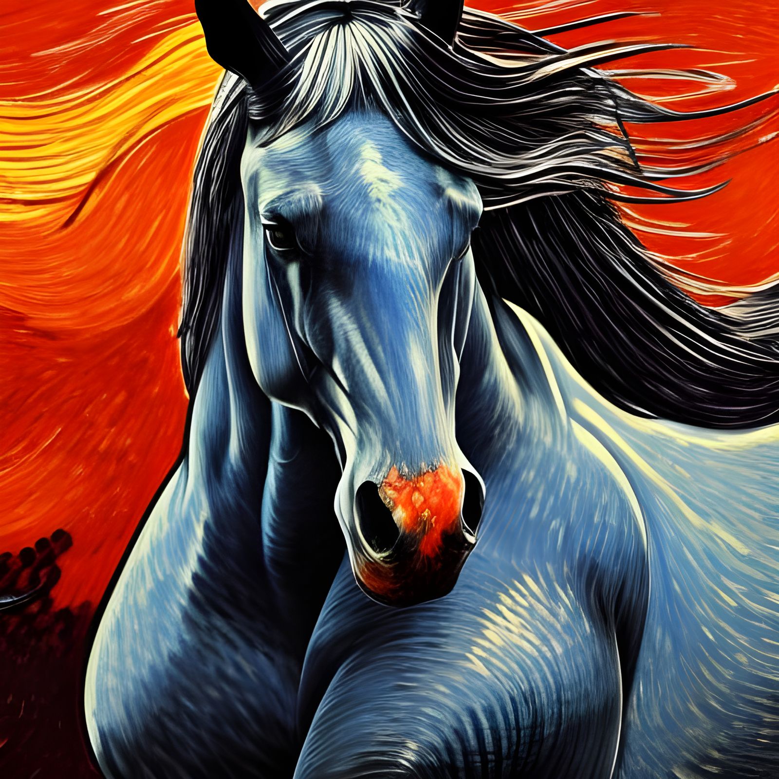 Blue Horse, impasto