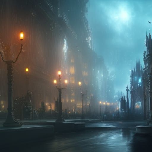 Nightime city with lights