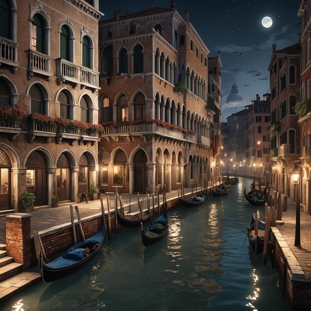 Beautiful Venice, Italy at night.