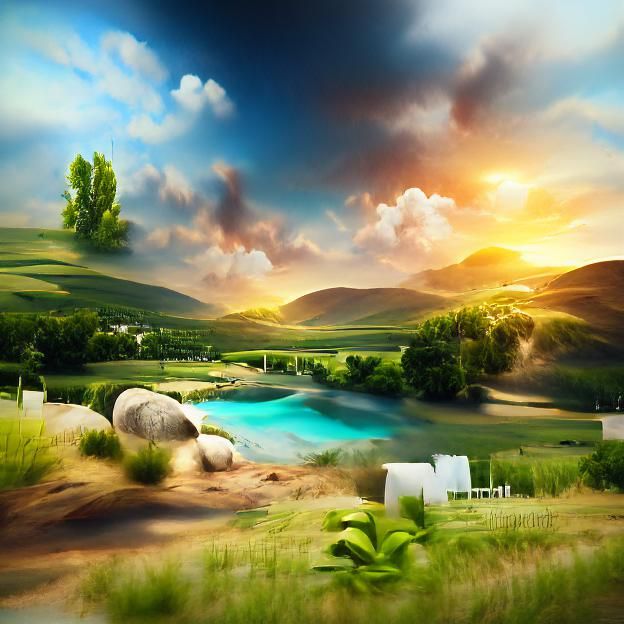 Summer landscape [8K 3D 8k resolution beautiful matte backgr...
