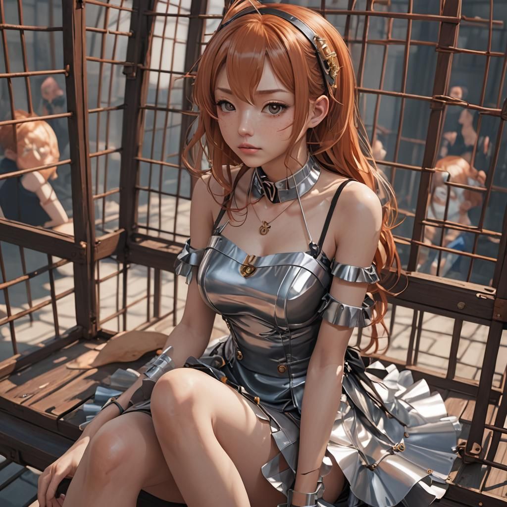 masterpiece, distinct, highres, skinny, tall, sit, cage, 1gi...