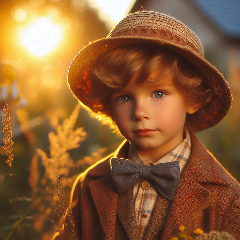 Vintage Golden-Hour Childhood Portrait