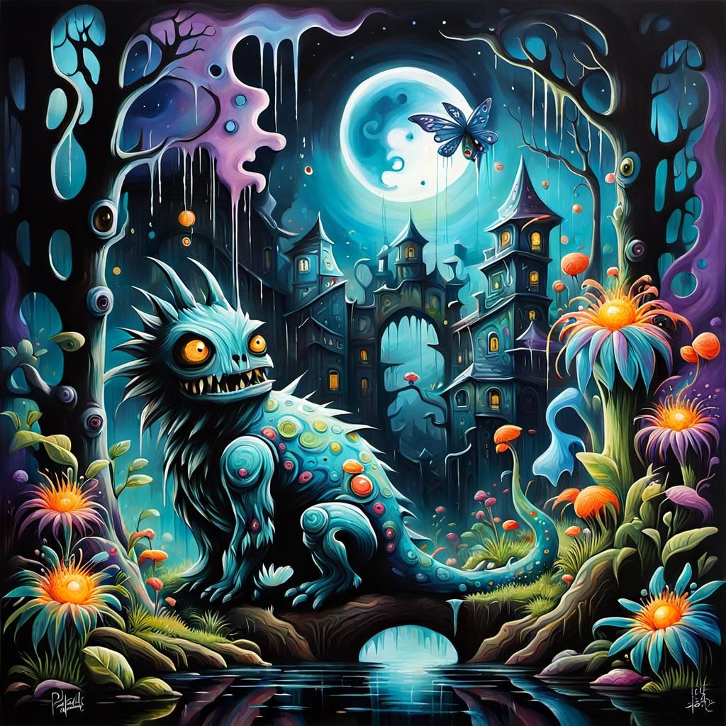 Monster and Fairy in Surreal Graffiti Art