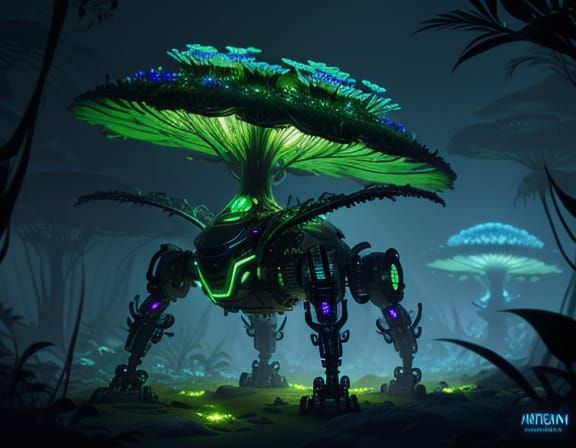 Cute Robot in Alien Jungle Concept Art