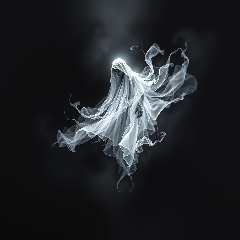 Surreal Figure Emerges from Darkness in Iridescent Cocoon