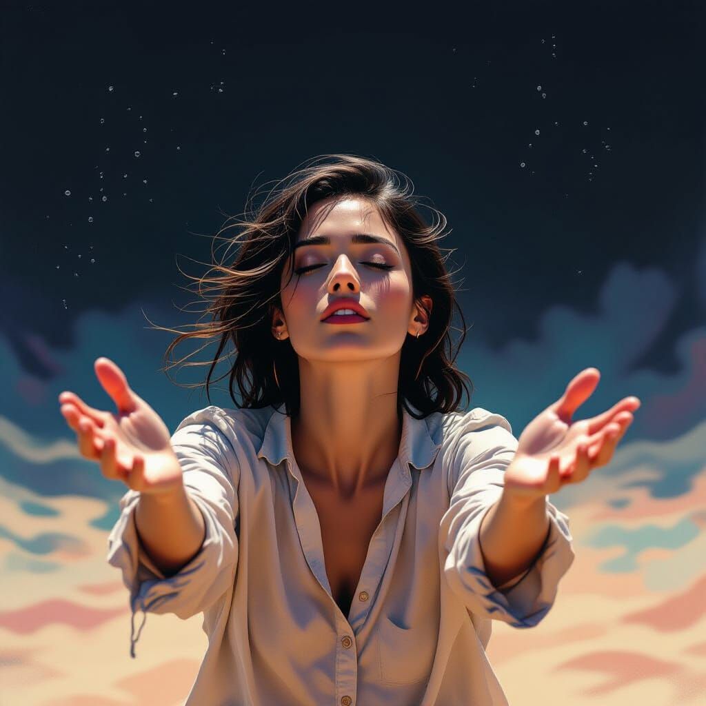 Faith Reaching for Hope in Dark Abyss Hyperrealistic Splash ...