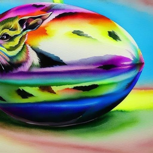 Easter Bunny Laying Rainbow Watercolor Easter Eggs Insanely ...
