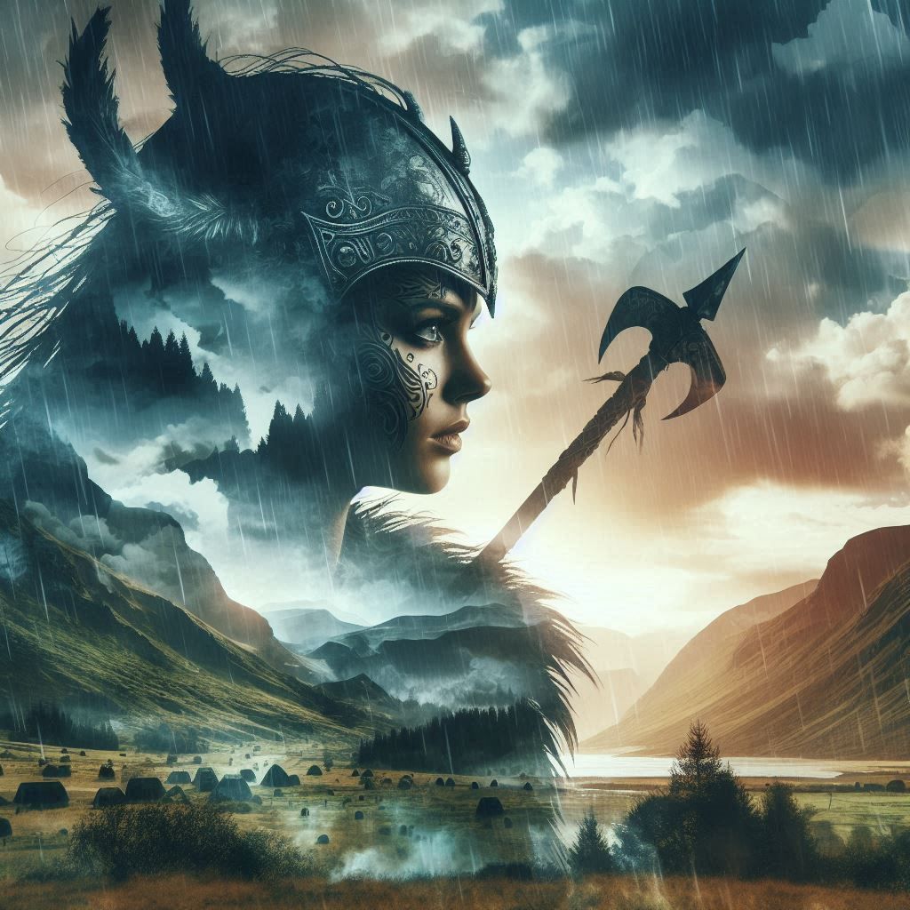 double exposure beautiful fantasy DALL-E 3 portrait landscap...