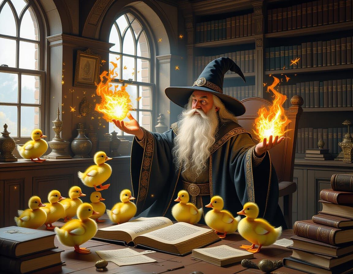 "Yellow and orange Fireballs, nót ducklings!"  by @Terra