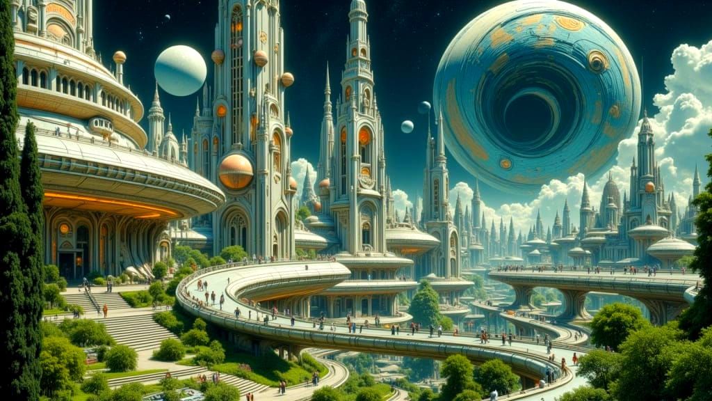 Futuristic sci-fi cityscape