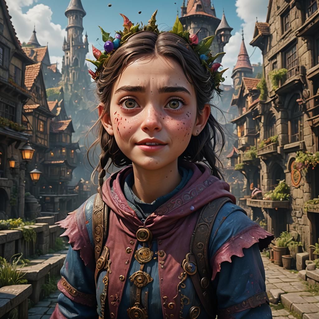 Girl with Funny Face: Detailed Matte Painting
