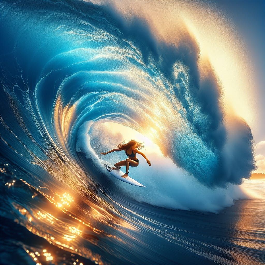 surfer in the roll of a big wave
