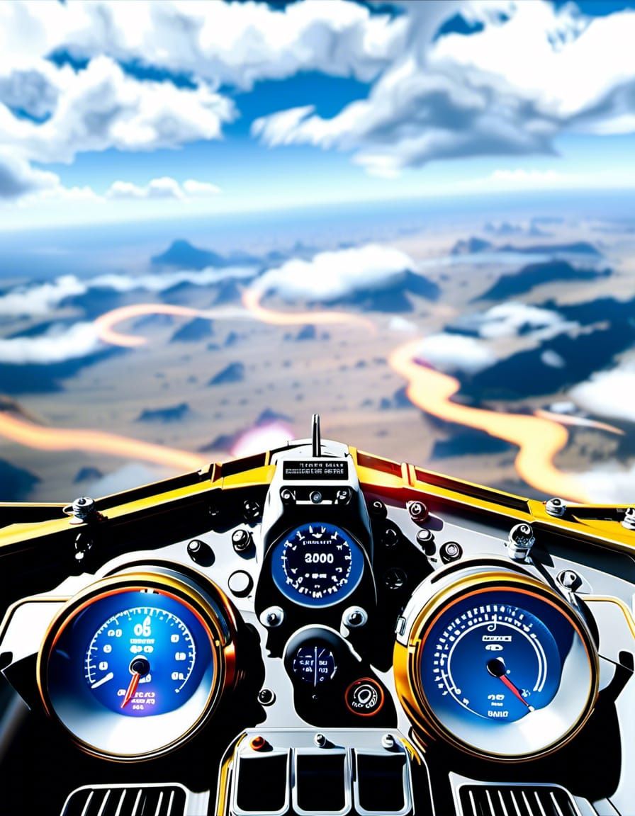 N1 starfighter Cockpit forward view, gauges switches and kno...