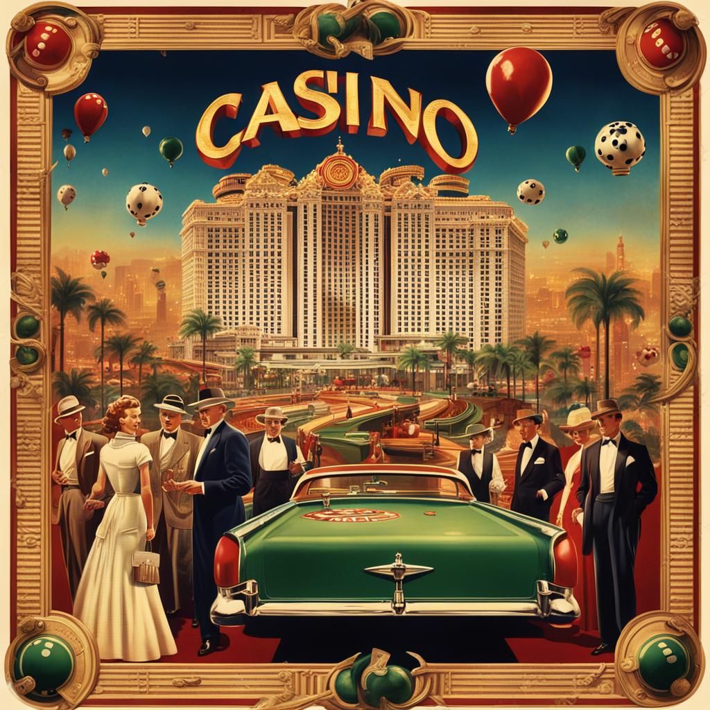 Vintage poster of casino, people, sharp