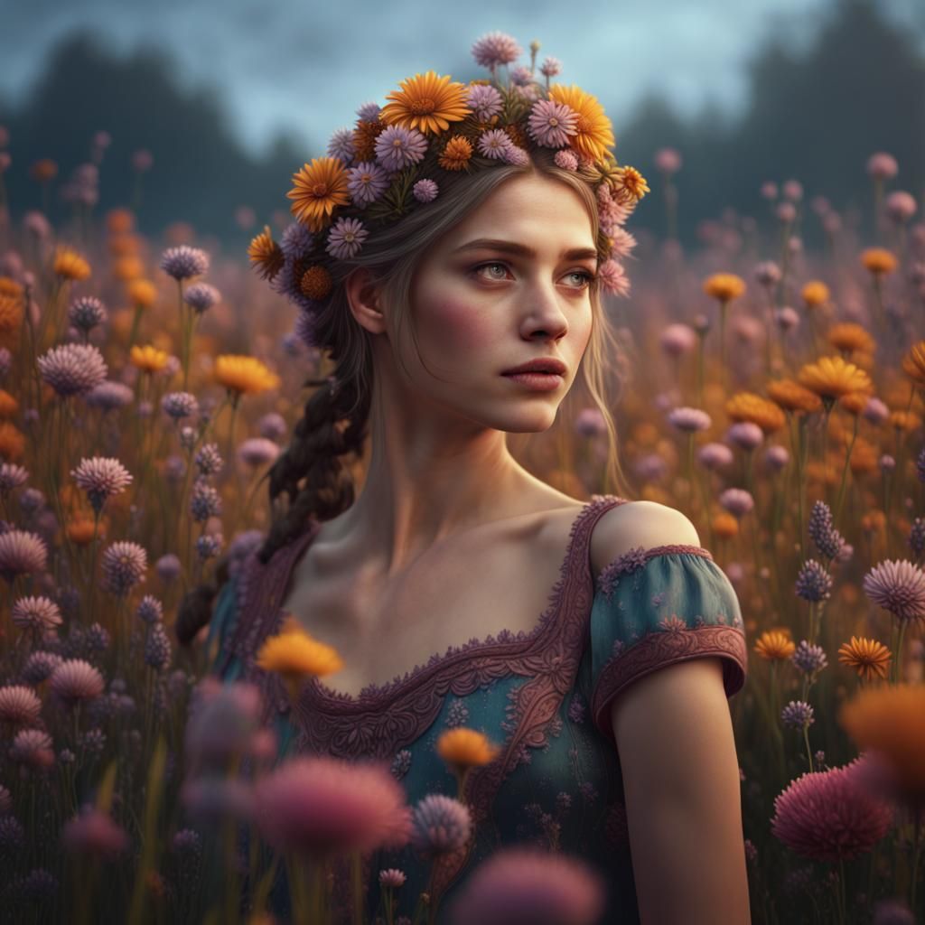 girl with flowers