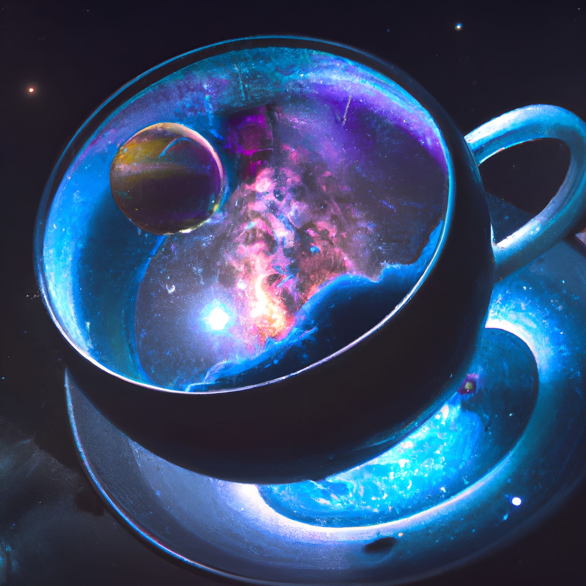 Cosmic Coffee Cup 05 - DALL-E on NightCafe Studio - link in comments 