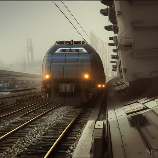 train intricate mech details, ground level shot, 8K resoluti...