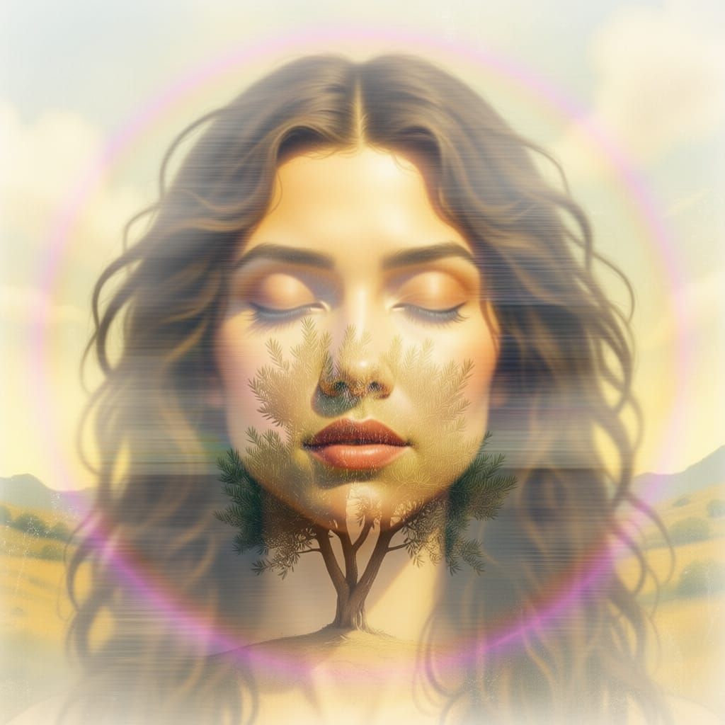 سرايا (Soraya) | 🇵🇸 extreme dreamy blur double exposure portrait (Flux Kontext Dev - Qwen Image Edit Plus)