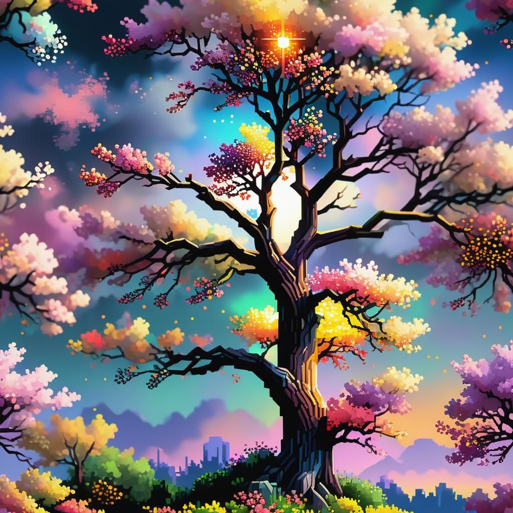 Cherry tree in pixel art, the last