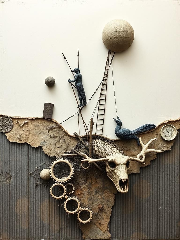 Surrealist Mixed Media Collage in 2.5D Illusion