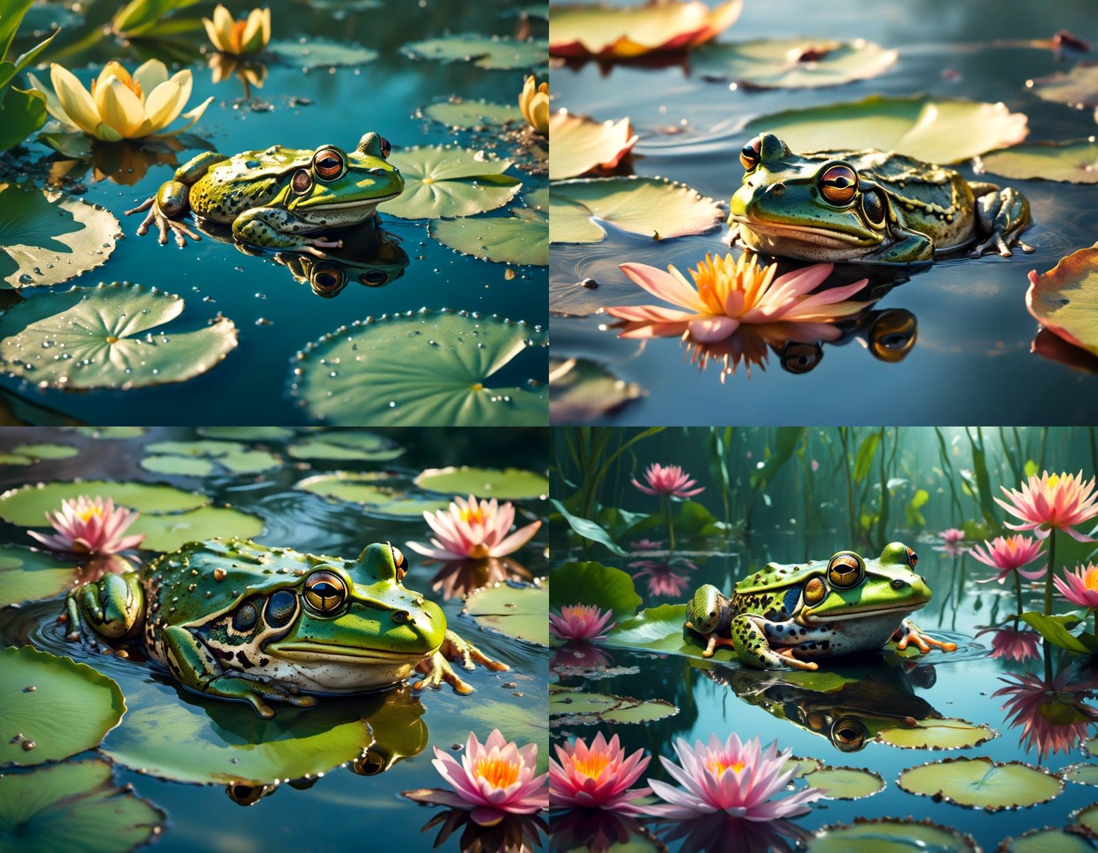a portrait of a frog in a pond intricate detail high resolut...