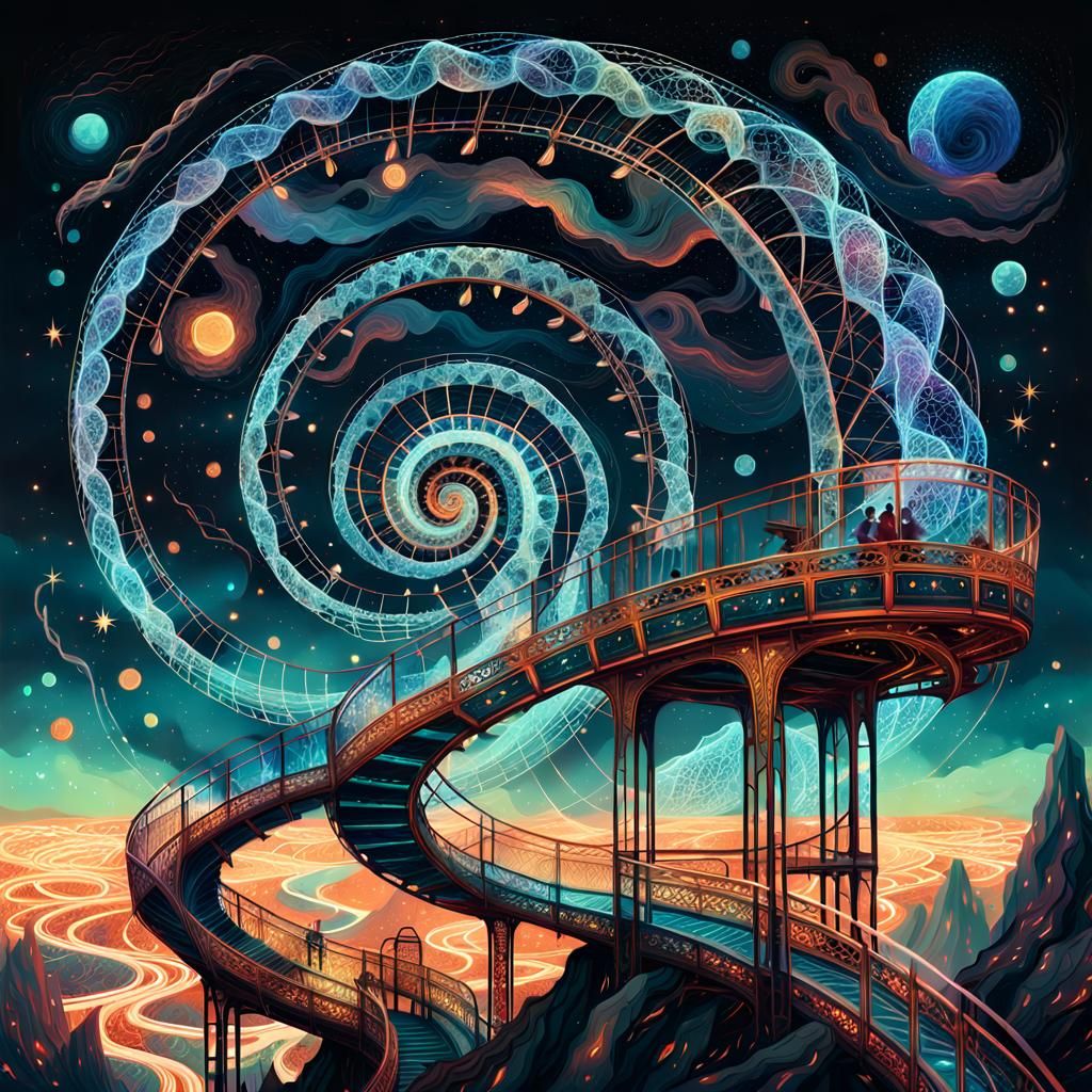 In line for the Portal Rollercoaster  by @Tiny Pearl Cat