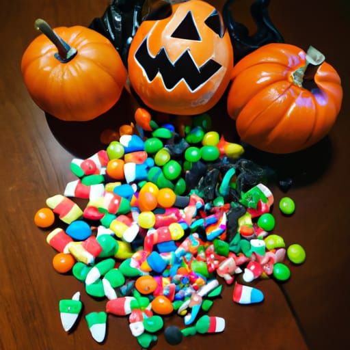 Halloween Candy and Spooky Symbols