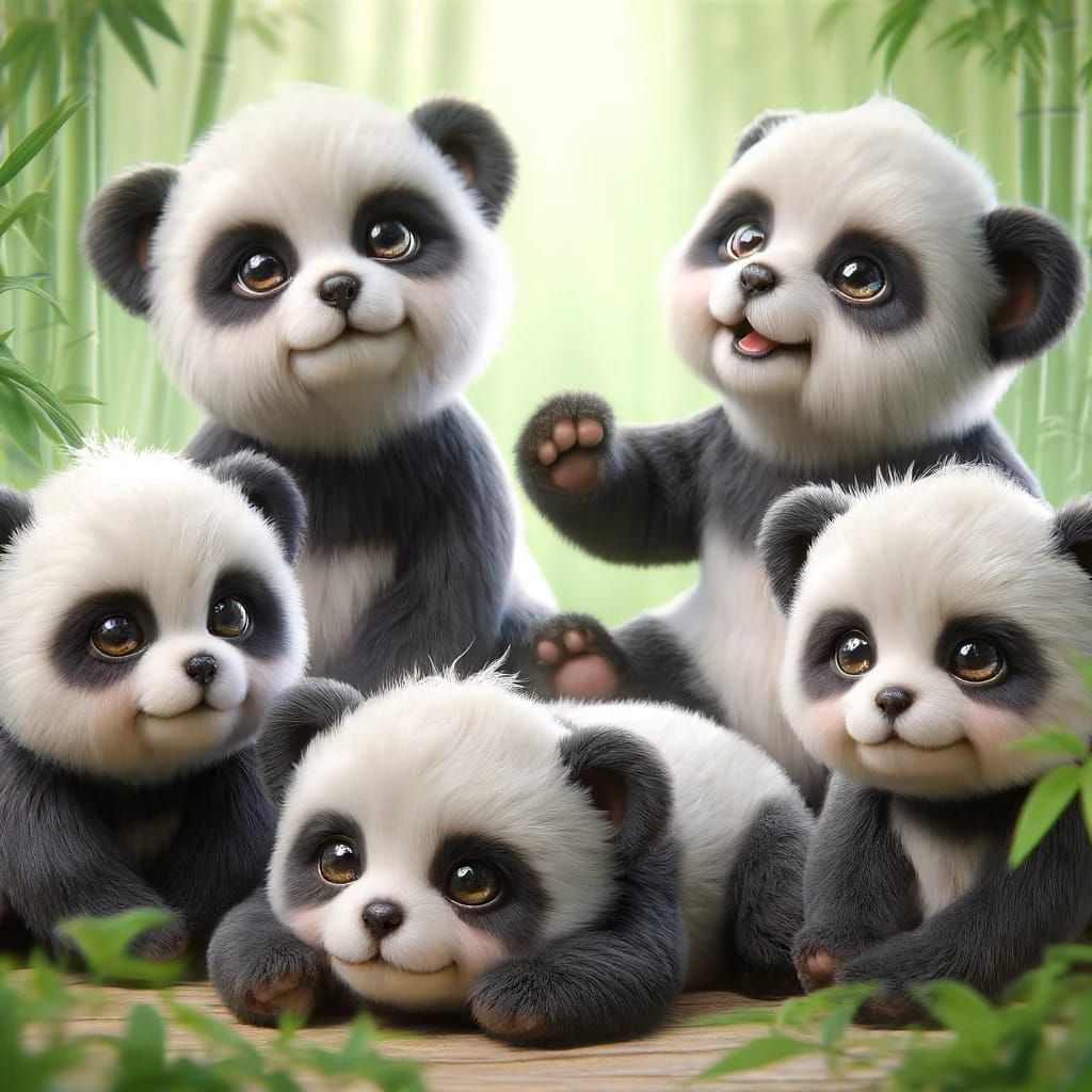 5 baby pandas