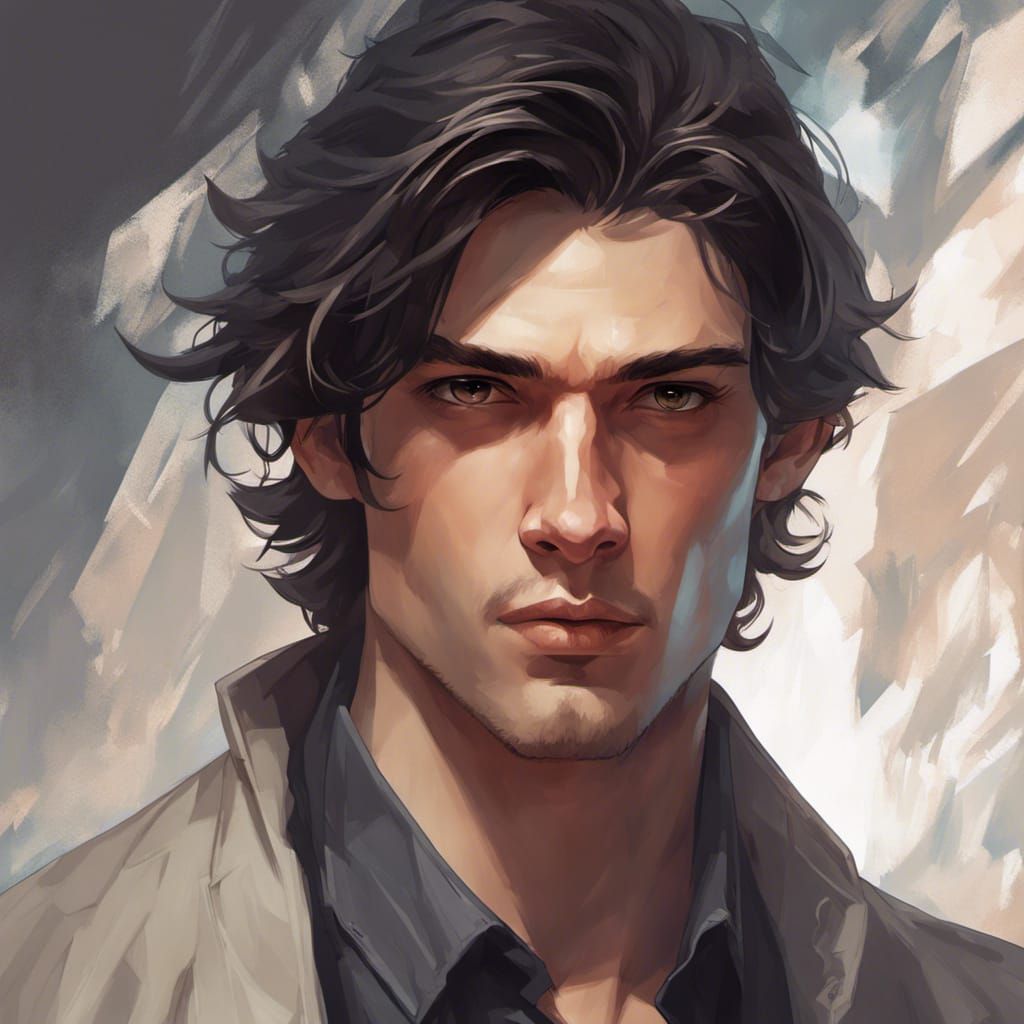 A beautiful mysterious Young man with dark hair and he is a ...