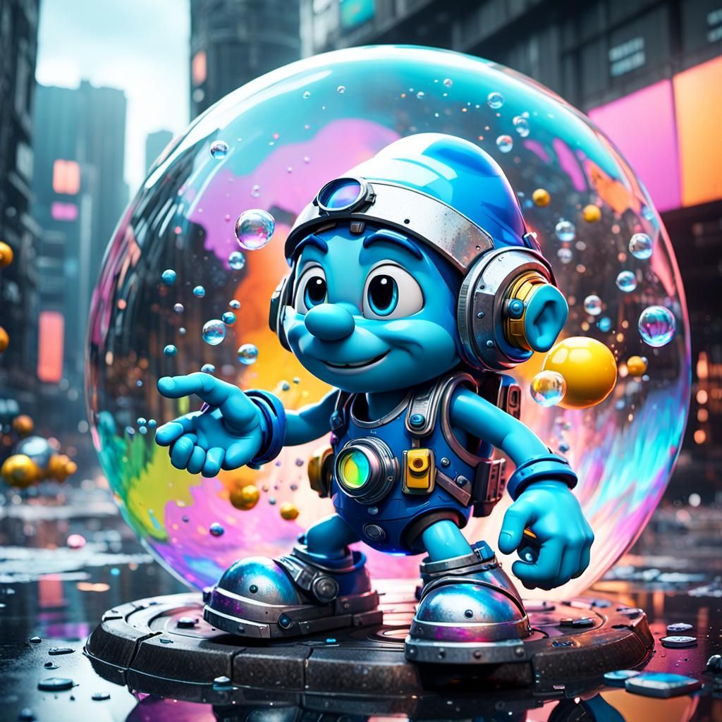 Smurf, intricate mech details, ground level shot, 8K resolut...