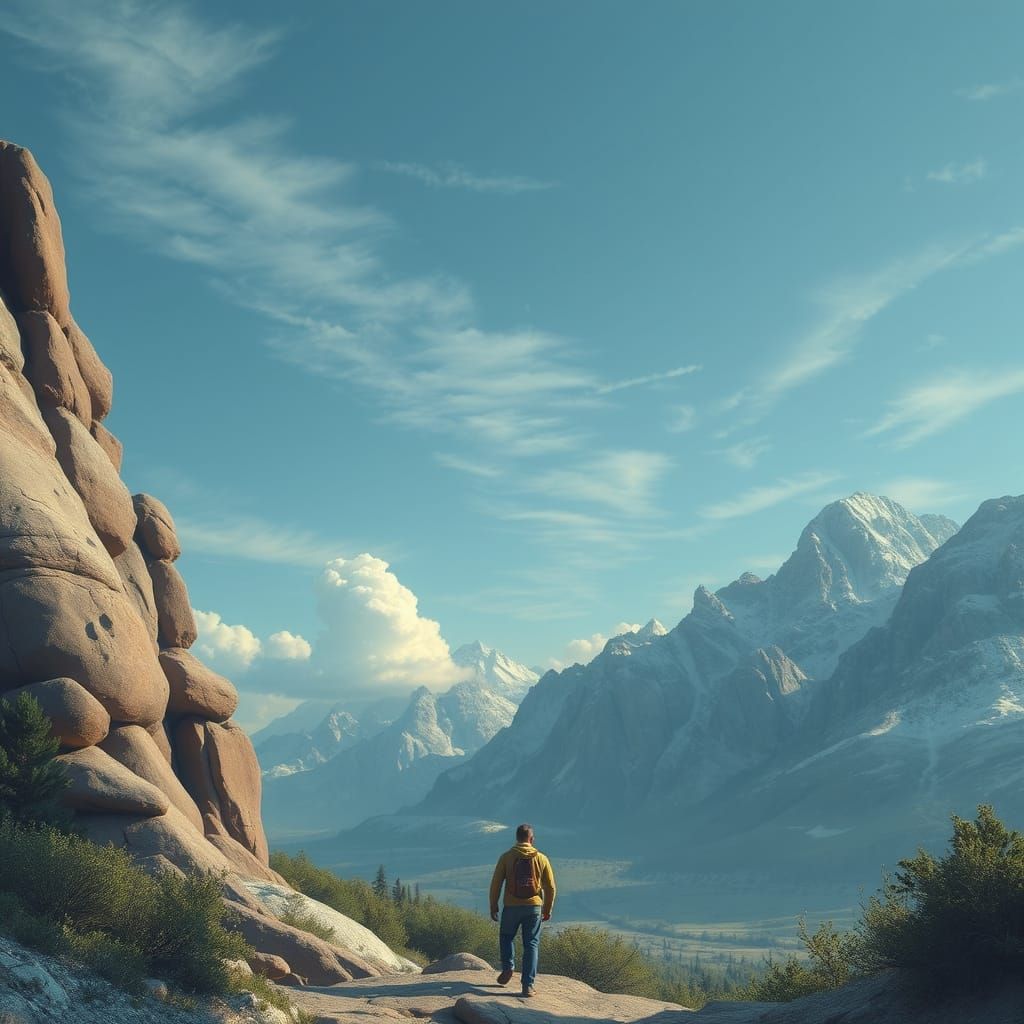 Astronaut Faces Embossed on a Shining Moon Within Nebulae in...