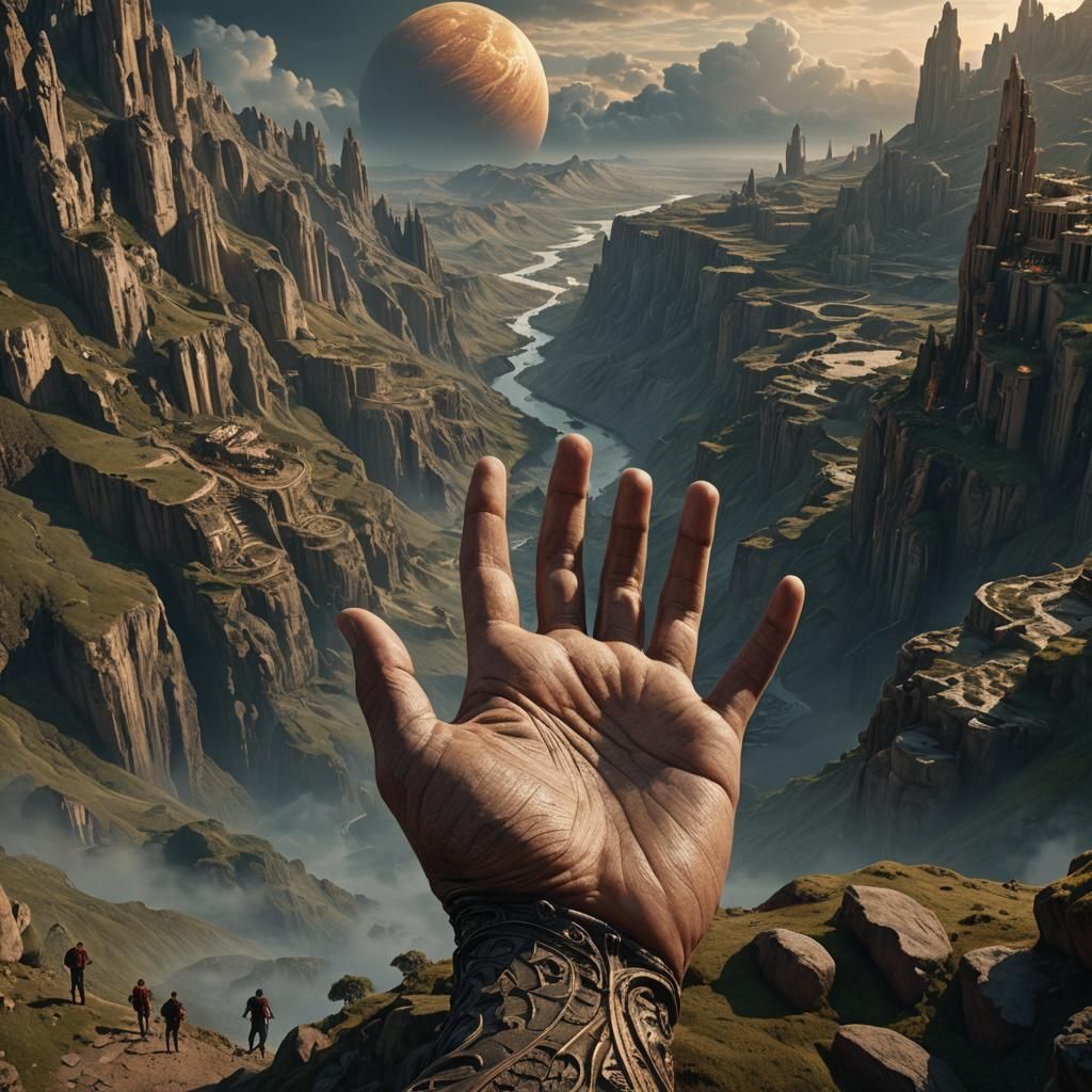 A large hand exploring the hill of Venus