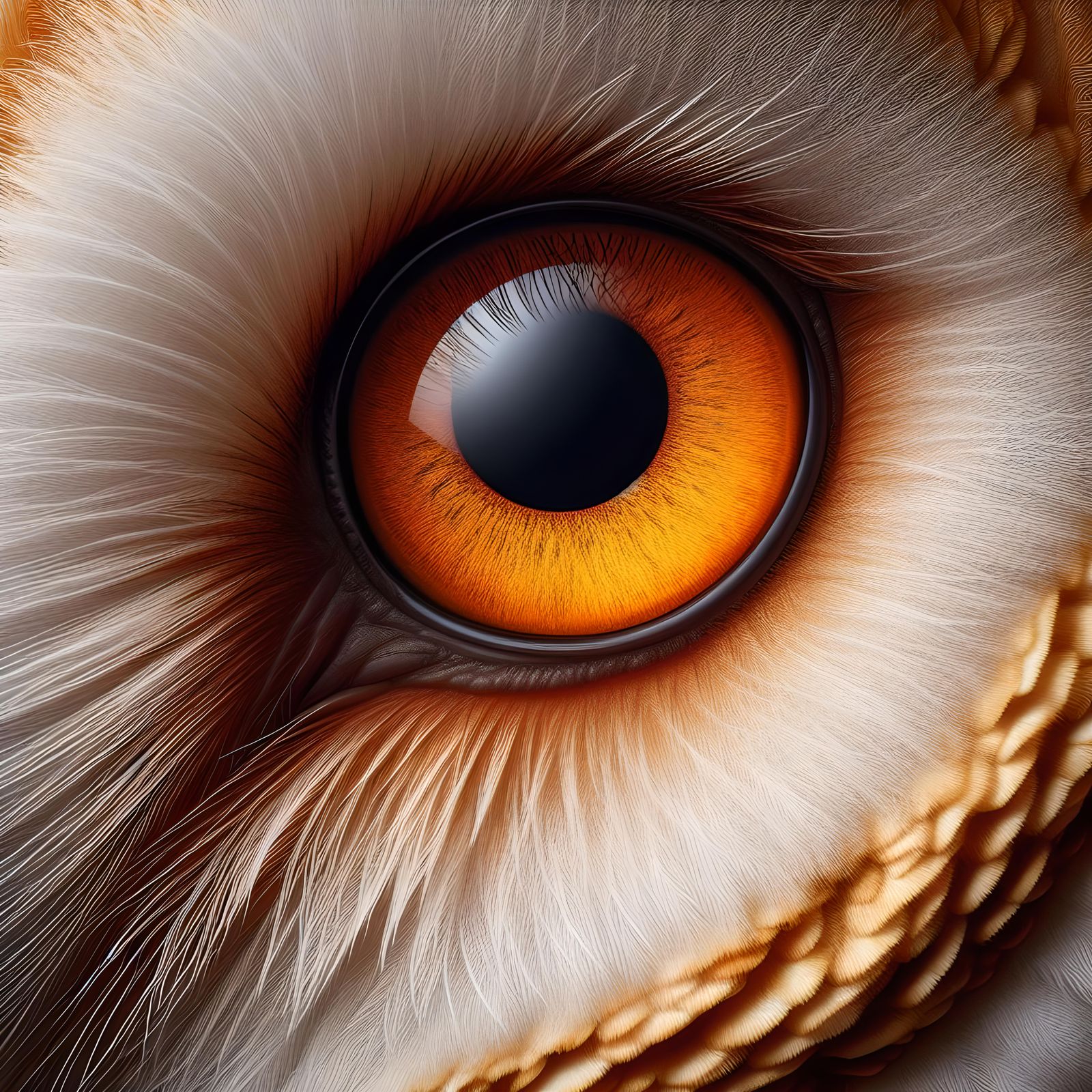 Close up of the eye of a barn owl