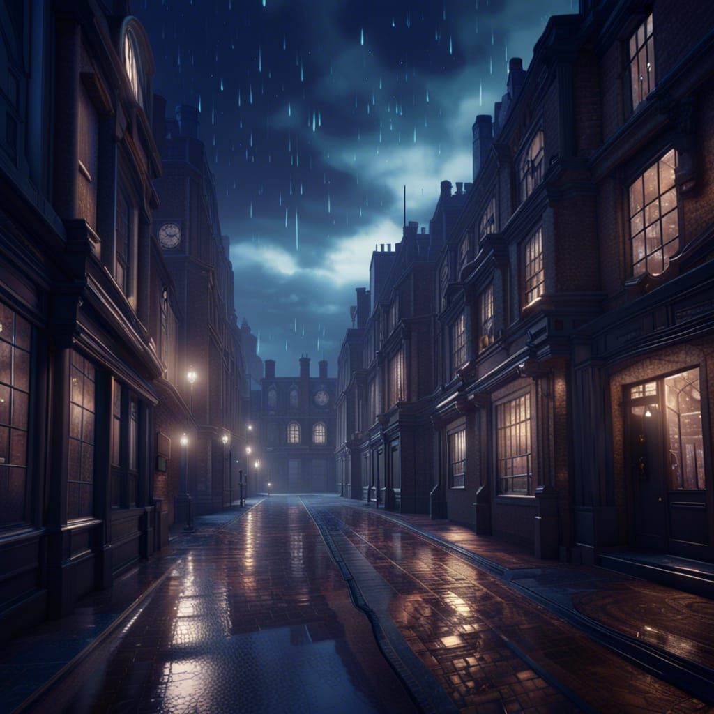 Rainy London street - AI Generated Artwork - NightCafe Creator