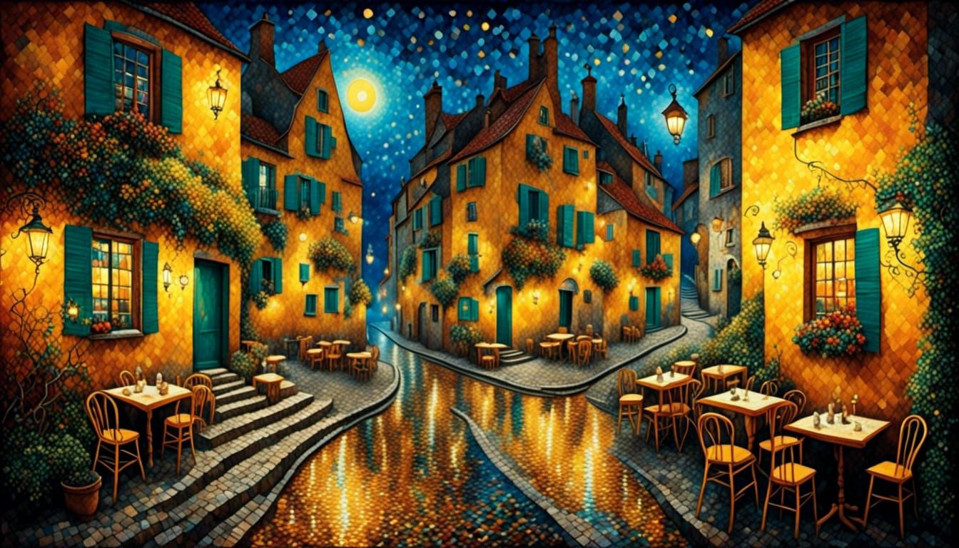 Seaside Cafe <lora:Endless Night:1.0> <lora:Pointillism-A:1.0>