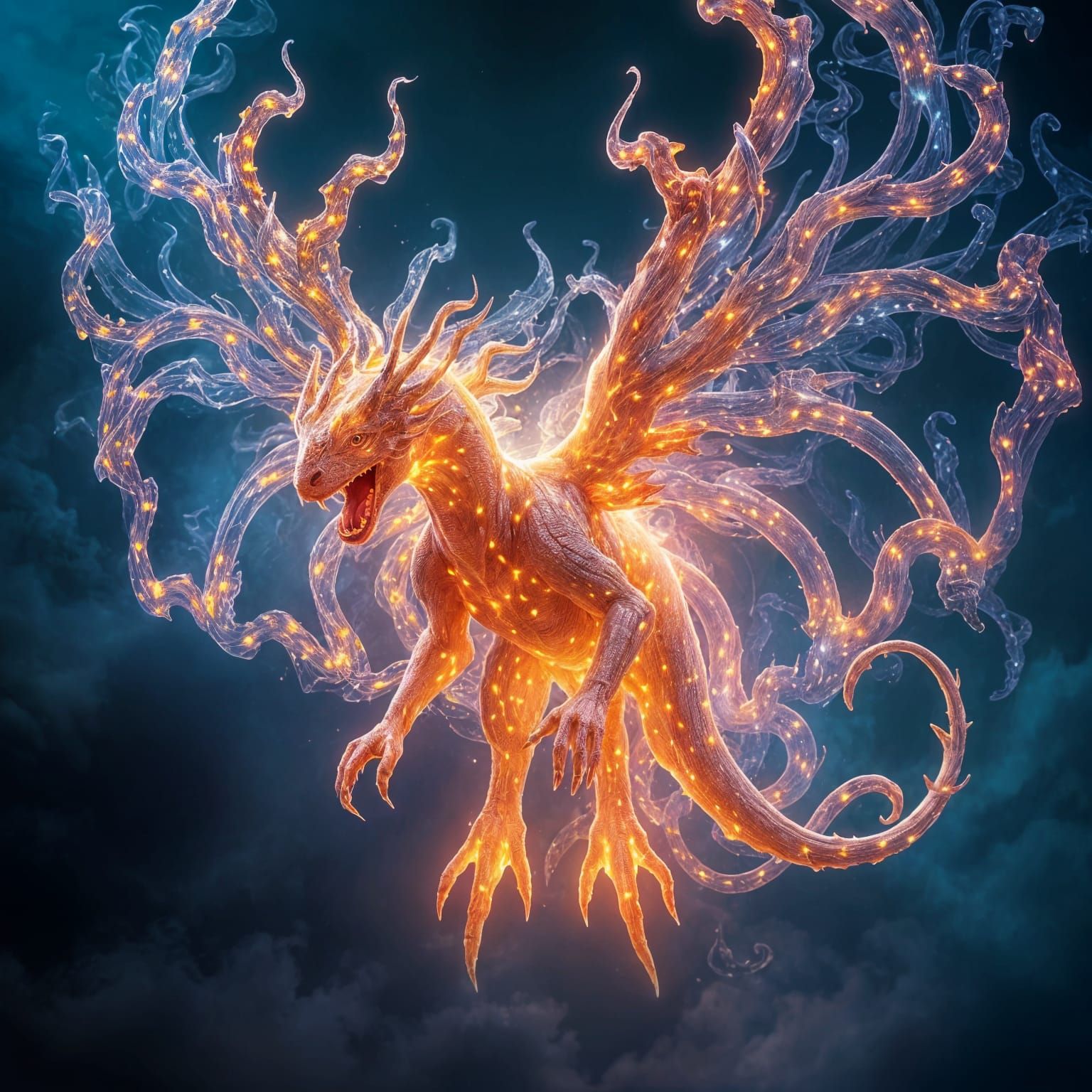 Glowing creature made of light