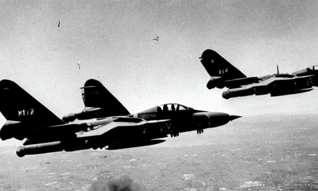 F4 Phantoms on a bombing run