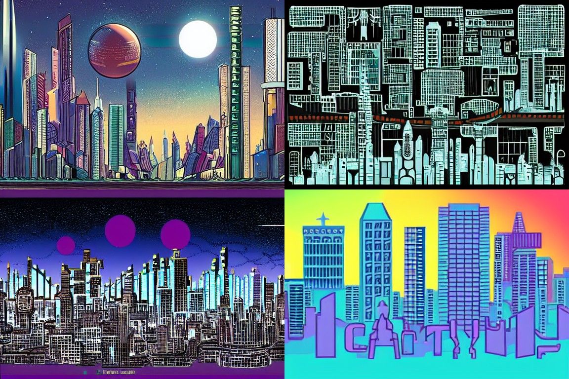 Sci-fi city in the style of Temporary art
