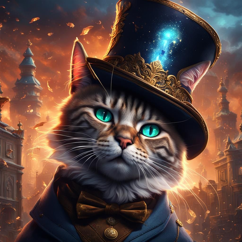 Cats warring a top hat