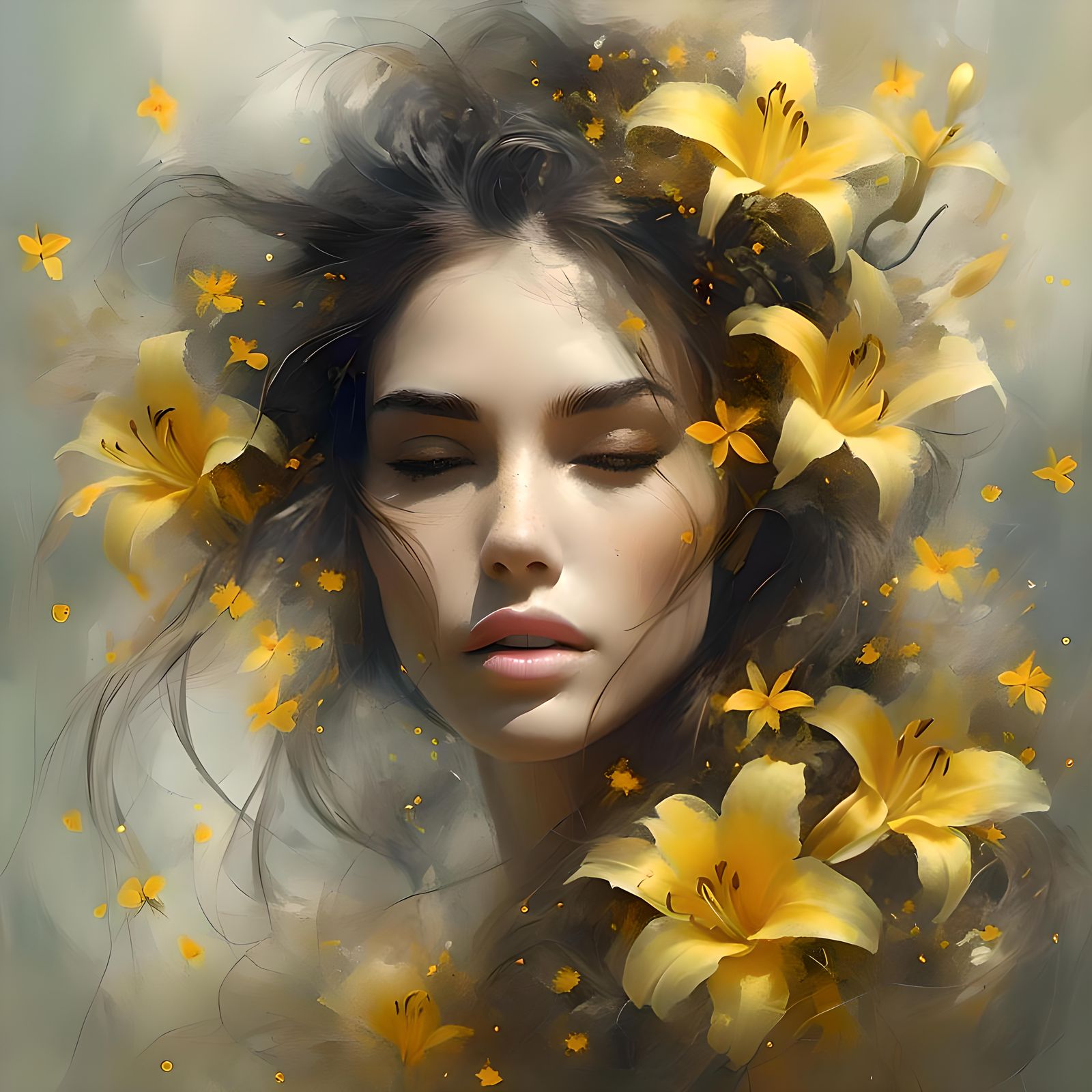 <lora:Surreal Portrait:1.0> A beautiful potrait of a  brunet...