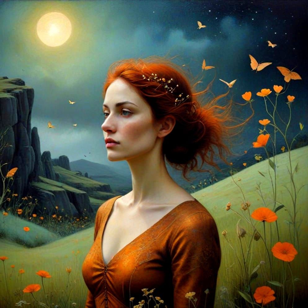 Ethereal Surrealist Lady in Breathtaking Landscape