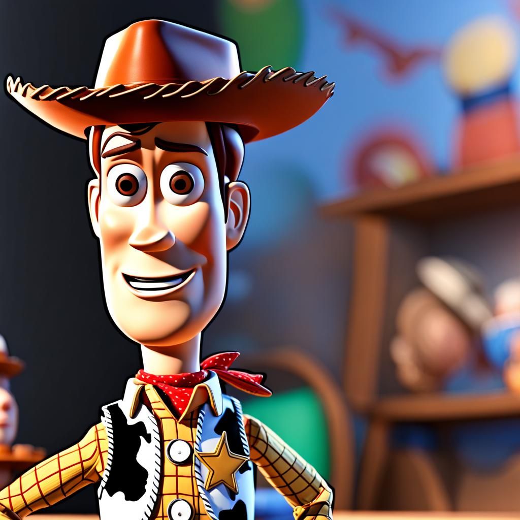 a close up of a toy woody from toy story, woody from toy sto...