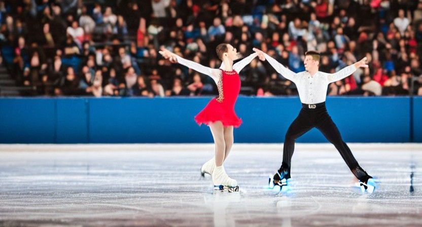 figure skater couple performing in small arena - AI Generated Artwork ...