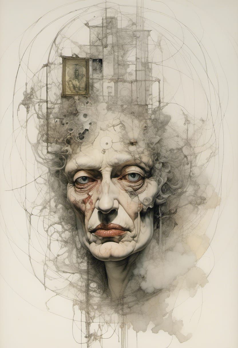 Automatic Drawing: Watercolor Faces in Mist