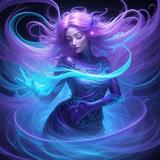 Dreamlike Surrealism: Glowing Being in Iridescent Mist