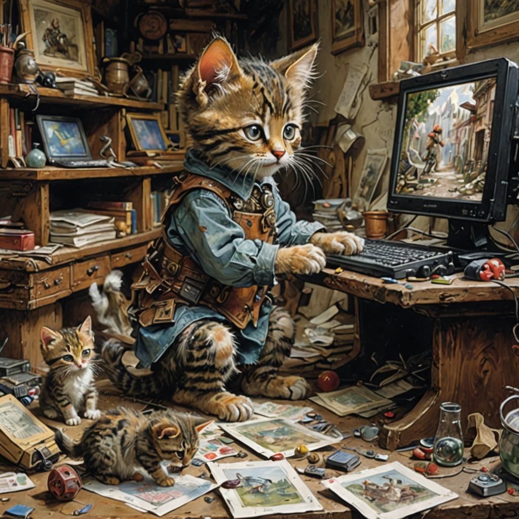 Creative Gaming Cat  by @JollyNewt