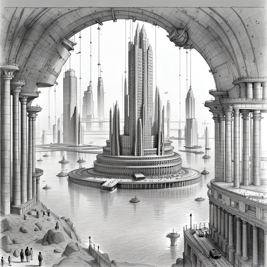 Patent Drawing submerged Atlantis city